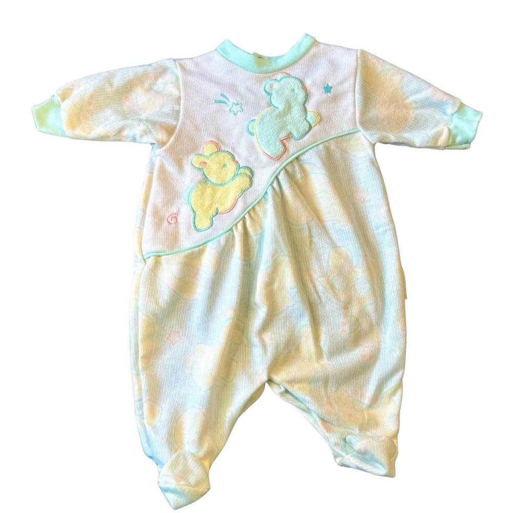 Vintage Baby Sleeper Sz 7-12 lbs Small Footed Pajamas 1990s‎ Pastels